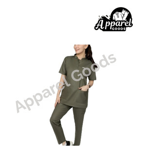 Vervedo – Olive Green Mandarin Collar Scrubs