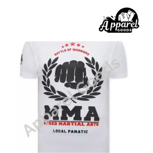 T Shirt MMA Fighter Print - Wihite