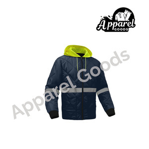 Diamond Quilted Parka Navy Reflective Tape